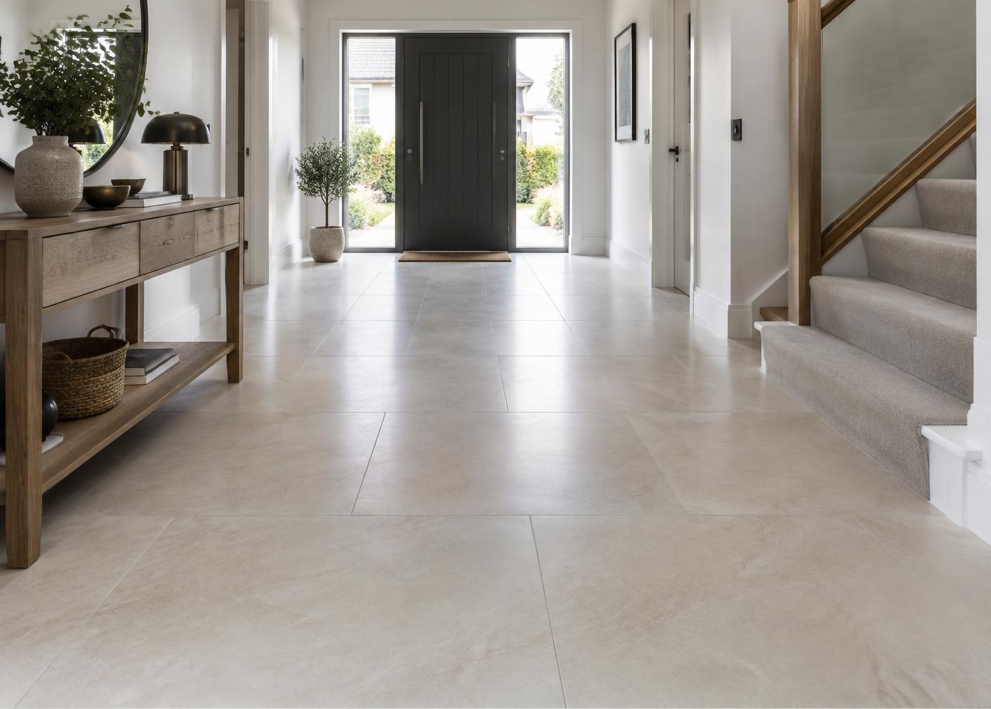 Illustrative view of tiled residential flooring