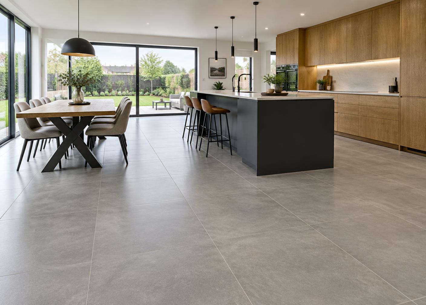 Illustrative view of tiled residential flooring